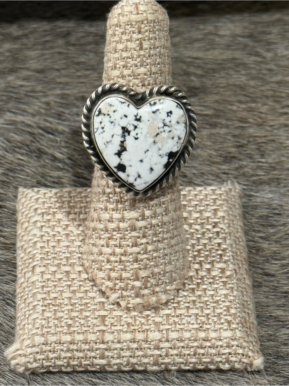White buffalo heart ring